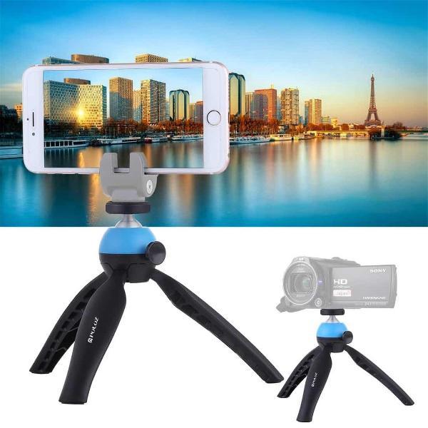 PULUZ Pocket Mini statiefbevestiging met 360 graden balhoofd voor smartphones, GoPro, DSLR-camera's (blauw)