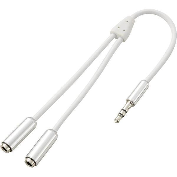 SpeaKa Professional SP-7870084 Jackplug Audio Aansluitkabel [1x Jackplug male 3.5 mm - 2x Jackplug female 3.5 mm] 20.00 cm Wit SuperSoft-mantel