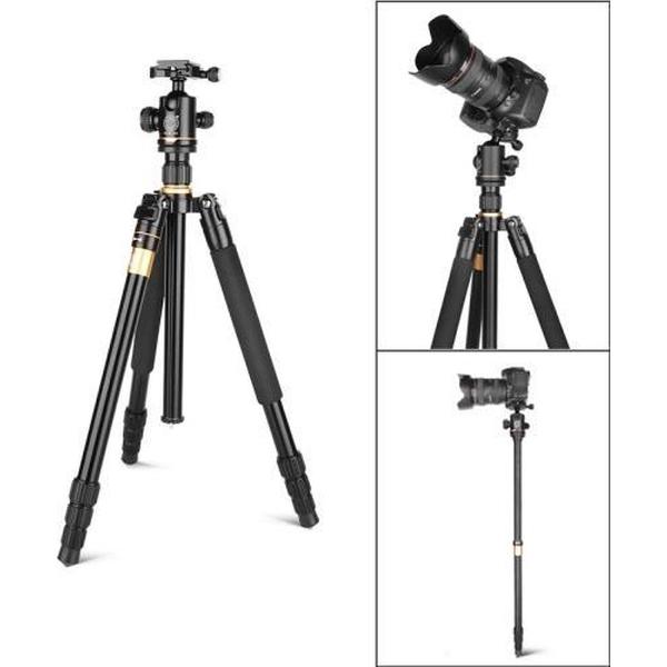 Q222 Draagbare 4-delige opvouwbare poten Aluminium statiefbevestiging Monopod-houder met kogelkoppen