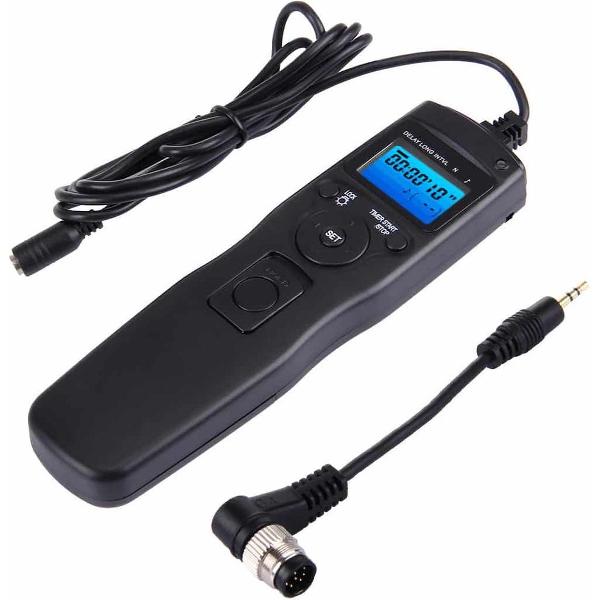 RST-7004 Tijdinterval LCD-scherm Intervalmeter Ontspanknop Digitale timer Afstandsbediening met N8 Kabel voor NIKON D3X / D3 / D700 / D300 / D2X / D2H / D200 / D1H / D1X / D800 Camera (zwart)