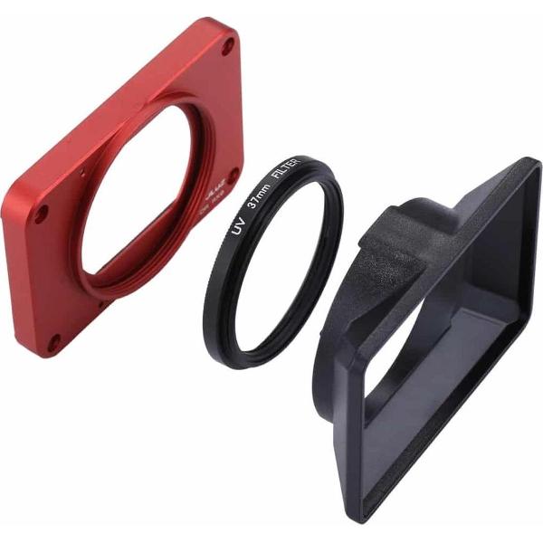PULUZ voor Sony RX0 aluminium voorpaneel + 37mm UV-filterlens + lens zonnescherm met schroeven en schroevendraaiers (rood)