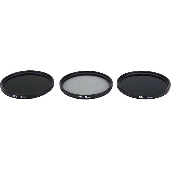 JUNESTAR Professionele 58-mm lensfilter ND-filterkits (ND2 + ND4 + ND8) voor GoPro & Xiaomi Xiaoyi Yi & SJCAM Sport-actiecamera