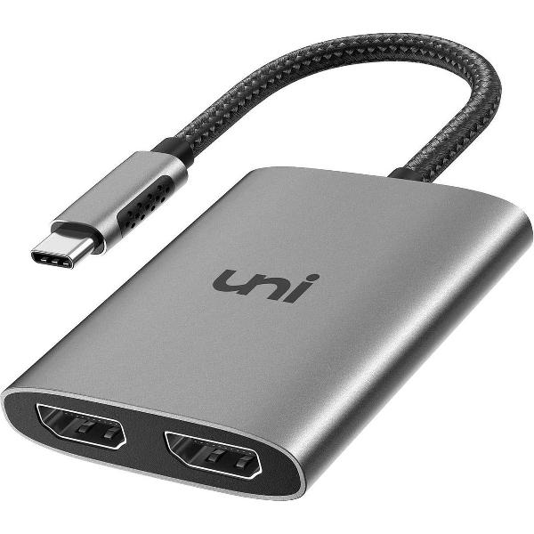 usb c naar hdmi - USB C tot dual HDMI adapter 4K, uni USB C HDMI-adapter, ondersteunt 4K @ 60Hz en dubbele 4K @ 30Hz-monitor adapter, compatibel met de MacBook / MacBook Pro, MacBook Air, Surface, XPS, Surface Boek 2 etc.
