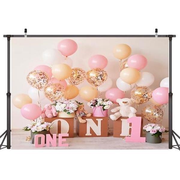 2.1mx 1.5m Eenjarige Verjaardag Fotografie Achtergrond Doek Verjaardagsfeestje Decoratie Foto Achtergrond (576)