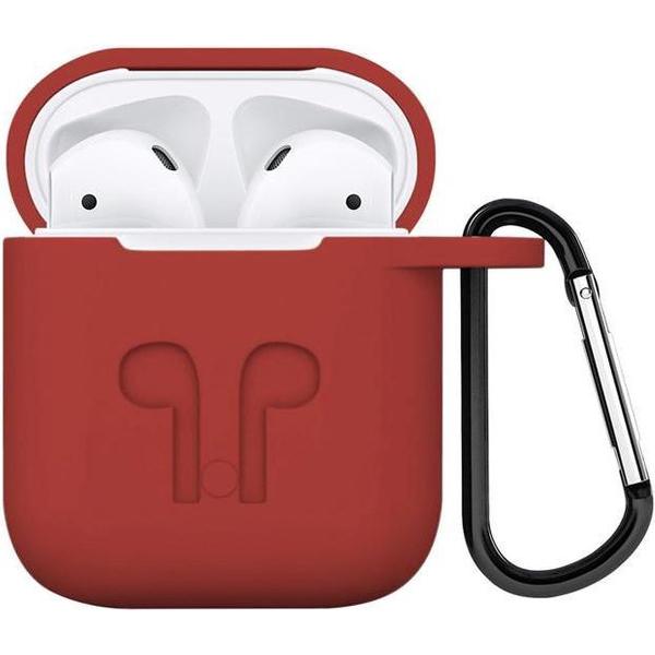 Airpods iCoon Silicone Case Cover Hoesje geschikt voor Apple Airpods - Rood