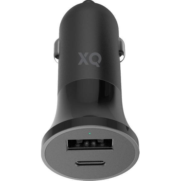 Xqisit Sigarettenplug Autolader USB-A en USB-C Poort - 27W Zwart