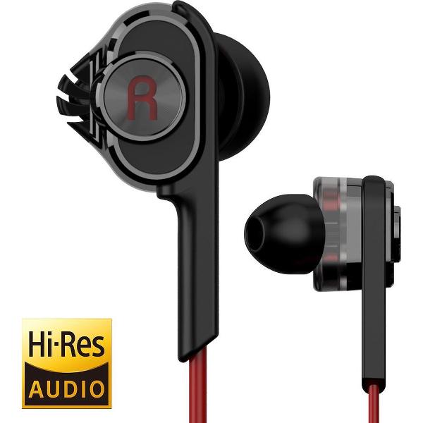 UiiSii T6 in-ear oortjes - 120cm met microfoon en controller - Dual Dynamic Hi-Res Oordopjes - Rood