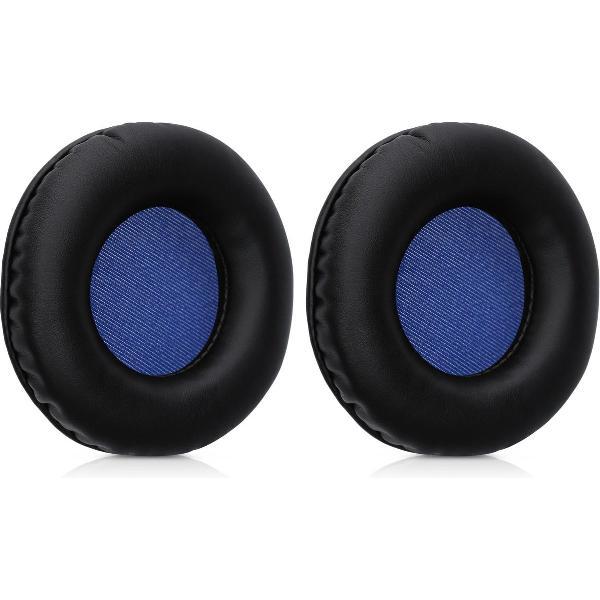 kwmobile 2x oorkussens voor Skullcandy Hesh 2.0 koptelefoons - imitatieleer - voor over-ear-koptelefoon - zwart / blauw
