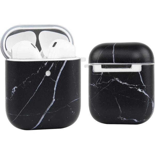 YPCd® Apple AirPods Hoesje - Zwart - Marmer Hard Case