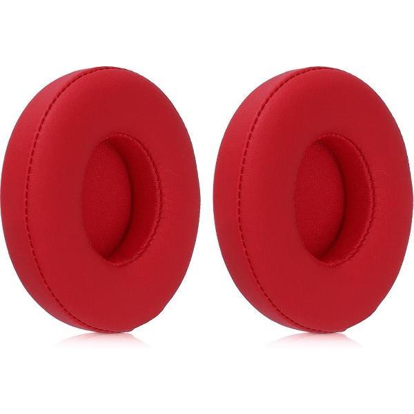 kwmobile 2x oorkussens voor Beats Solo 2 Wireless / 3 koptelefoons - imitatieleer - voor over-ear-koptelefoon - rood
