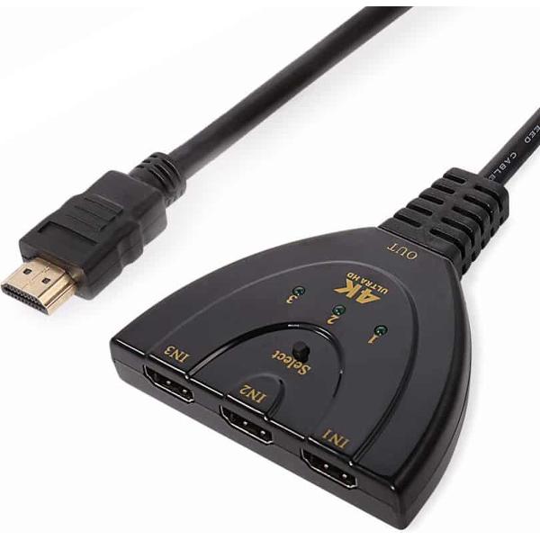 EverTech 3-In 1-Out HDMI Switch with Pigtail Cable
