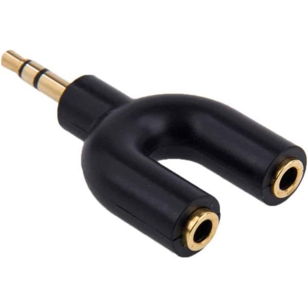 3,5 mm stereo male naar dubbele 3,5 mm stereo vrouwelijke splitter-adapter (zwart)