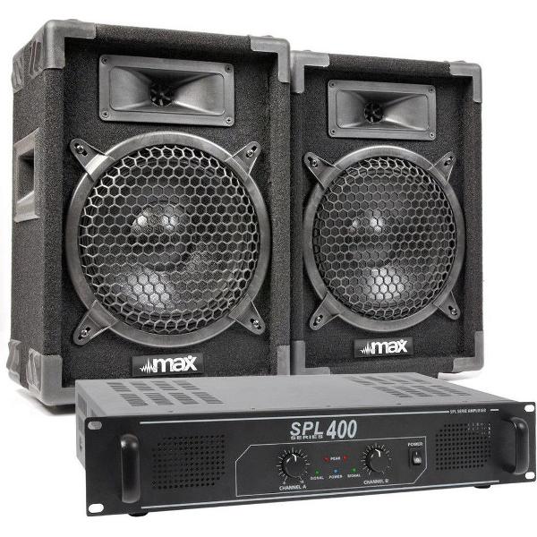 Complete 400W MAX geluidsset met MAX8 speakers en SPL400 versterker