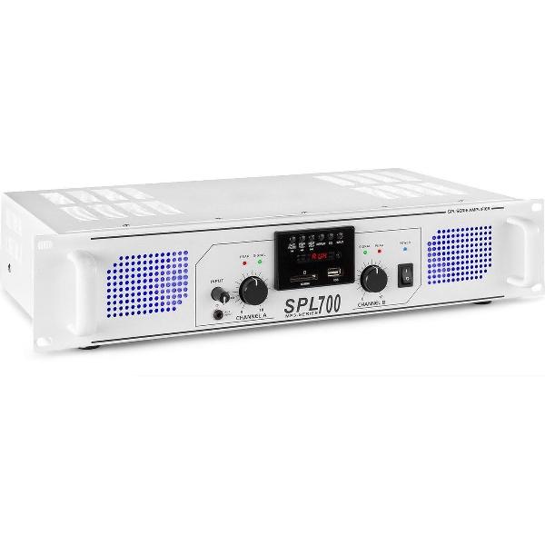 SkyTec SPL700MP3 witte stereo DJ versterker met ingebouwde USB MP3 speler - 2x 350W