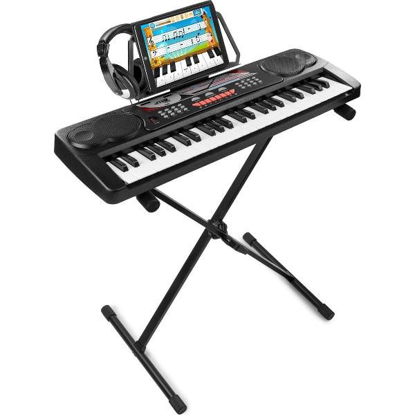 Keyboard piano - MAX KB8 keyboard met 49 toetsen, keyboard standaard en koptelefoon - Zwart