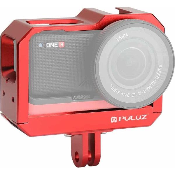 PULUZ Aluminium Frame Mount Beschermhoes Kooi met Cold Shoe Base Slot & Tripod Base Adapter voor Insta360 One R (Rood)