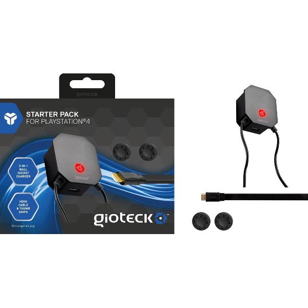 Gioteck, Starter Pack - Oplader / Thumbstick Grips / HDMI Kabel - Zwart (PS4)