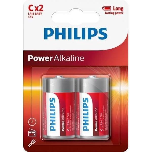 2x Philips C batterijen 1.5 V - LR14 - alkaline - batterij / accu