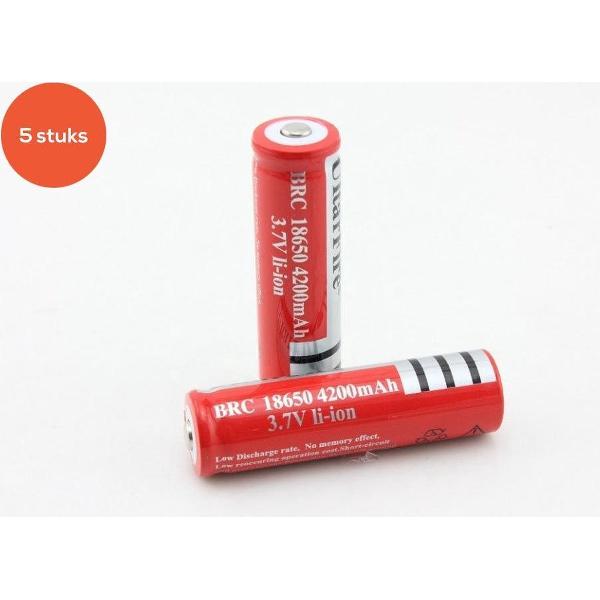 5 Stuks 18650 oplaadbare batterijen | 3.7V 4200mAh| Quickstuff