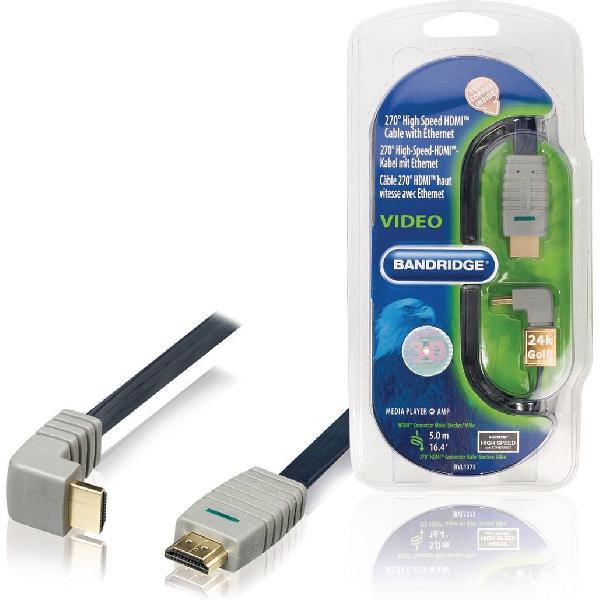 Bandridge HDMI 1.4 High Speed with Ethernet kabel haaks naar boven - 5 meter