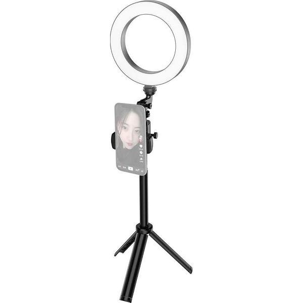 selfie ring licht met statief - ZINAPS 6 Inch Mini Smartphone selfie Ring Light LED Beauty Light 3 lichtmodi dimbaar met Tripod selfie Stick Phone Holder voor Live Streaming Online Video Makeup selfie