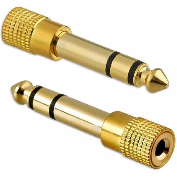 Garpex® Vergulde Audio Jack Adapter - AUX Stereo Adapter - 2 stuks - 6.35mm Male naar 3.5mm Female - Hoofdtelefoon, Piano, Versterker, Elektrische Gitaar, Geluidskaart, Smartphone, Tablet.