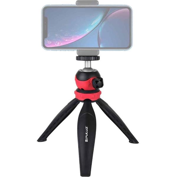 PULUZ 20cm zak plastic statiefbevestiging met 360 graden balhoofd voor smartphones, GoPro, DSLR-camera's (rood)