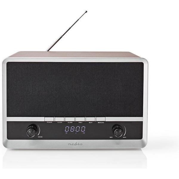 Nedis RDFM5200BN Fm-radio 12 W Fm Bluetooth® Klok- En Alarmfunctie Bruin / Zwart