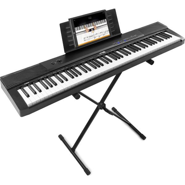 Digitale piano - MAX KB6 keyboard piano met o.a. 88 aanslaggevoelige toetsen, sustainpedaal, mp3 speler en vele andere features + keyboardstandaard