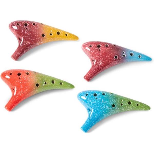Soundscape 'Chameleon' Ceramic 12-Hole Ocarina in C Major + Accessories + Accessories Red/Yellow