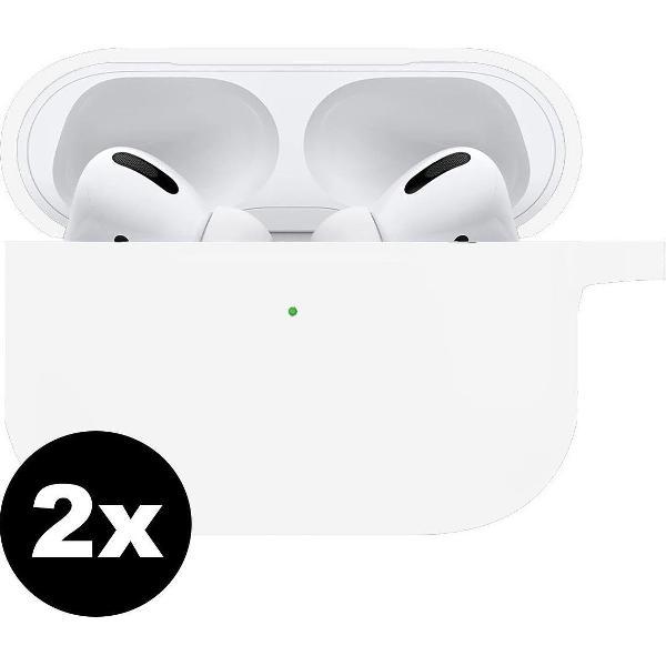 Hoes Voor Apple AirPods Pro Hoesje Siliconen Case - Wit - 2 PACK