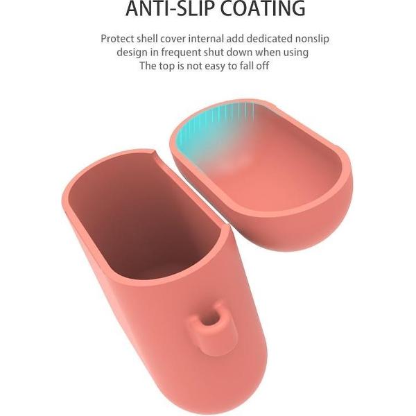 Mobigear Karabijnhaak Siliconen Cover Zwart / Wit voor Apple AirPods