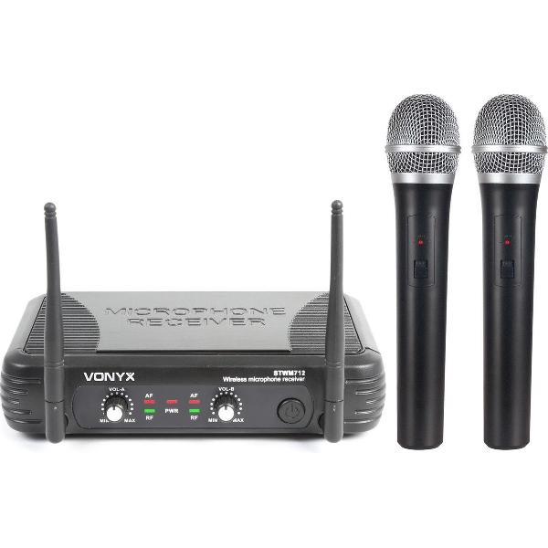 Vonyx STWM712 draadloze VHF microfoonset met 2 handheld microfoons