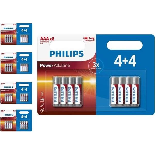 40 Stuks (5 blisters a 8st) - AAA R3 Philips Power Alkaline