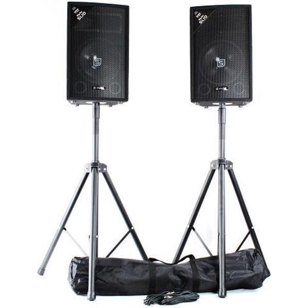 Speakers - Vonyx speakerset met twee SL10 speakers met luidsprekerstandaards en kabels - Complete 1000W speakerset.