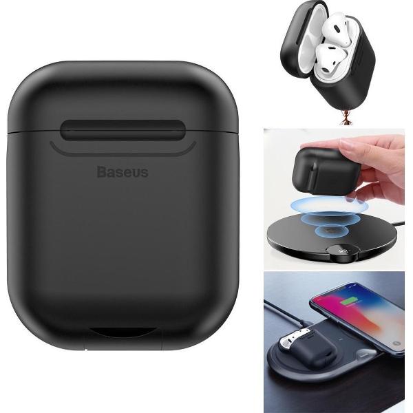 Baseus siliconen wireless / draadloze oplaad hoesje voor Apple AirPods - Zwart