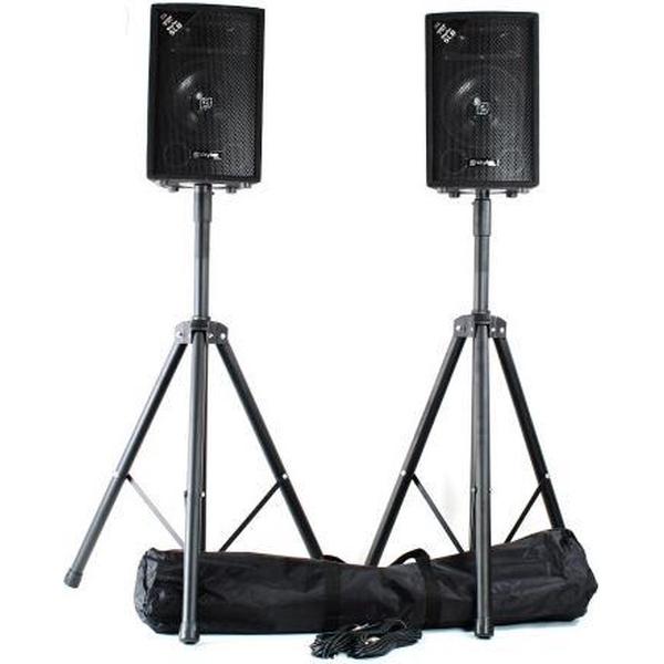 Speakers - Vonyx speakerset met twee SL8 speakers met luidsprekerstandaards en kabels - Complete 800W speakerset.