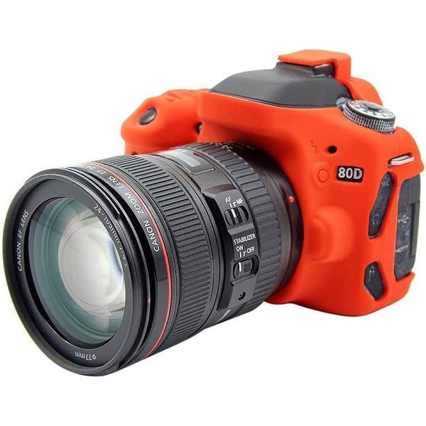 PULUZ zachte siliconen beschermhoes voor Canon EOS 80D (rood)