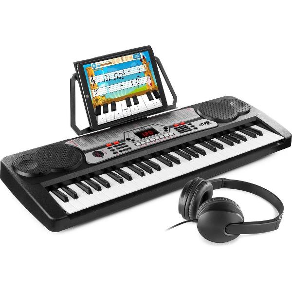 Keyboard piano - MAX KB7 Keyboard piano incl. koptelefoon - 54 toetsen - draagbaar - Perfect om keyboard te leren spelen - Zwart