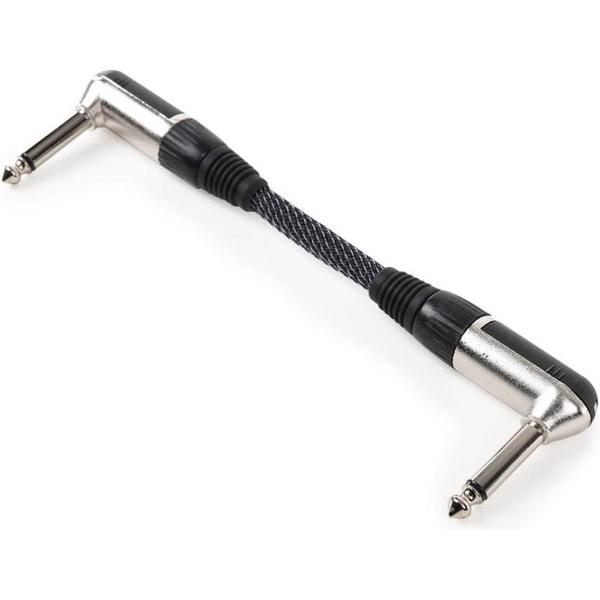 Patchkabel 6,35mm-jack 15cm textielhoes gebogen