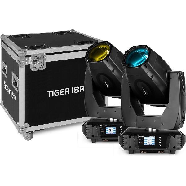 Moving head - Set van 2 BeamZ Professional Tiger 18R CMY moving heads 380W in flightcase