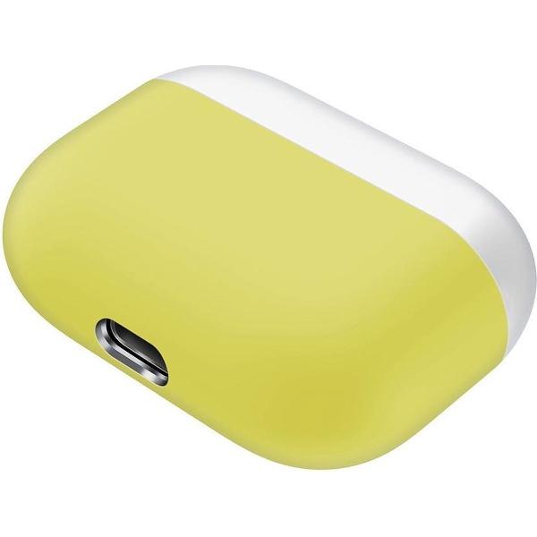 Case Cover Voor Apple Airpods Pro- Siliconen design-Wit-Geel Watchbands-shop.nl