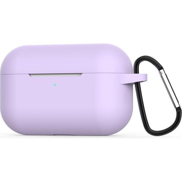 By Qubix - AirPods Pro siliconen hoesje met karabiner haak - Paars - AirPods hoesjes
