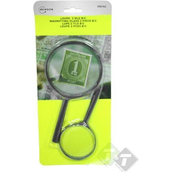 Loupe, vergrootglas, 2 delig, 90mm en 60mm diameter, Benson
