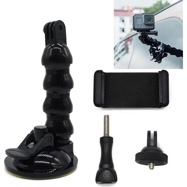 Slang Snake Arm Car Sucker Vierdelige universele zuignap + telefoonclip voor GoPro Hero 5 Session / Xiaoayi / Xiaomi / AKASO EK5000