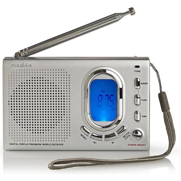 Nedis Wereldradio | AM/FM/SW - Batterij /Netvoeding - Digitaal | Grijs