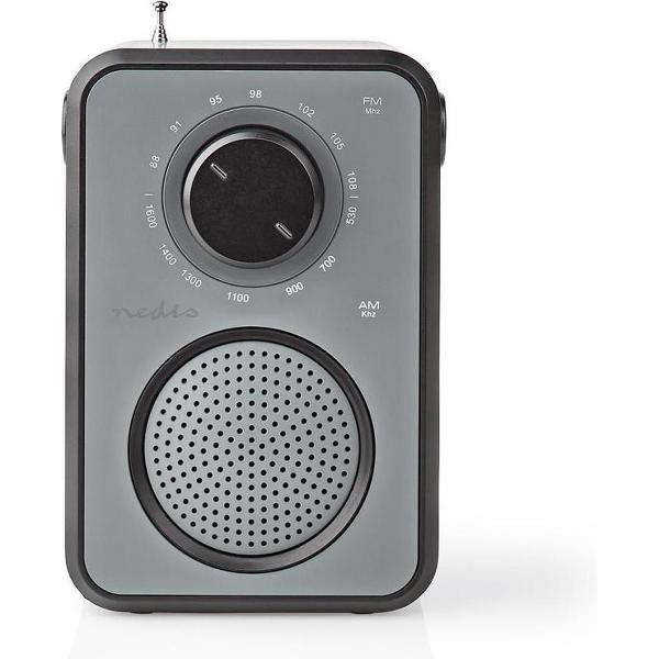 Nedis RDFM1400GY Fm/am-radio 1,8 W Draaggreep Grijs/zwart
