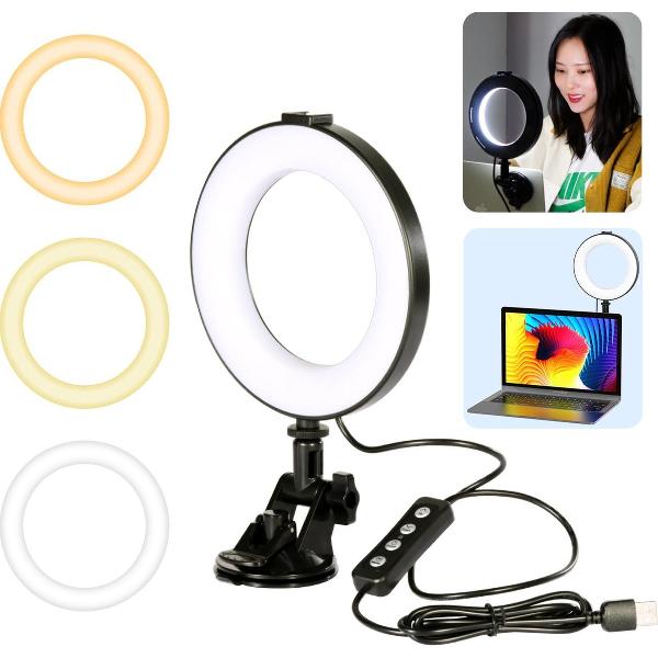 VIJIM CL05 Ringlamp voor videobellen – met zuignap voor laptop / computer / monitor