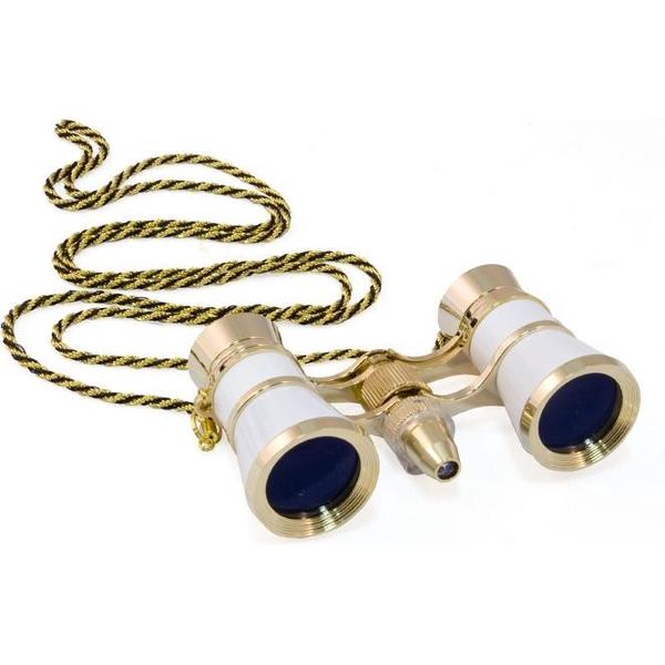 Levenhuk Broadway 325F Opera Glasses (white, with LED light and chain)