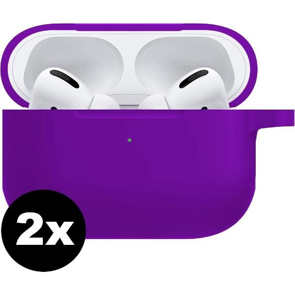Hoes Voor Apple AirPods Pro Case Siliconen Hoesje - Paars - 2 PACK